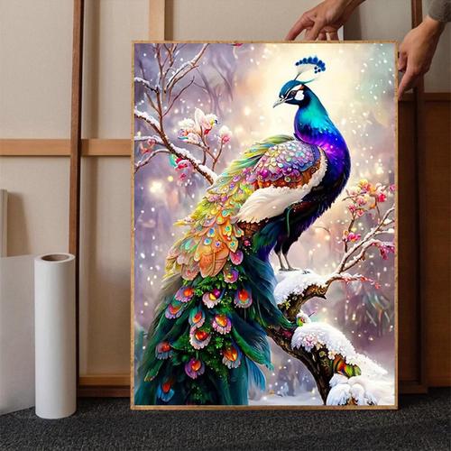 花開富貴孔雀5d鉆石畫新款點鉆十字繡滿鉆吉祥動物玄關磚石畫手工